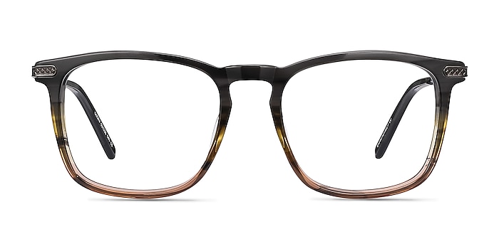 Glory Gray Striped Acetate-metal Montures de lunettes de vue d'EyeBuyDirect