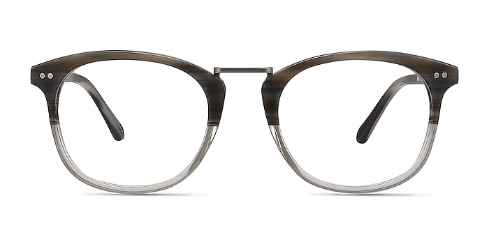 Era Gray Striped Acetate-metal Montures de lunettes de vue d'EyeBuyDirect