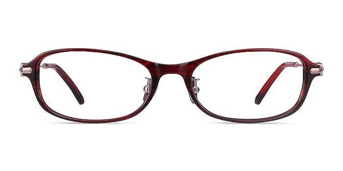 Lise Red Striped Acétate Montures de lunettes de vue d'EyeBuyDirect