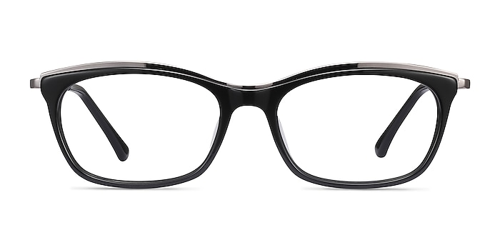 Sina Black Silver Acétate Montures de lunettes de vue d'EyeBuyDirect