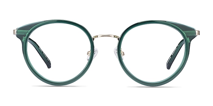 Jezzie Emerald Green & Gold Acetate-metal Montures de lunettes de vue d'EyeBuyDirect