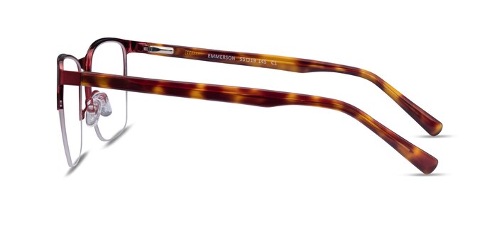 Emmerson Burgundy & Tortoise Acetate-metal Montures de lunettes de vue d'EyeBuyDirect