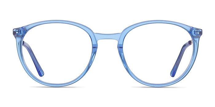 Mindful Clear Blue  Gold Acetate Eyeglass Frames from EyeBuyDirect