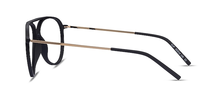 Clip Matte Black & Gold Plastic-metal Montures de lunettes de vue d'EyeBuyDirect