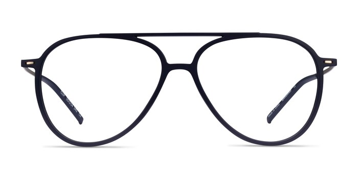 Clip Matte Navy & Gold Plastic-metal Eyeglass Frames from EyeBuyDirect