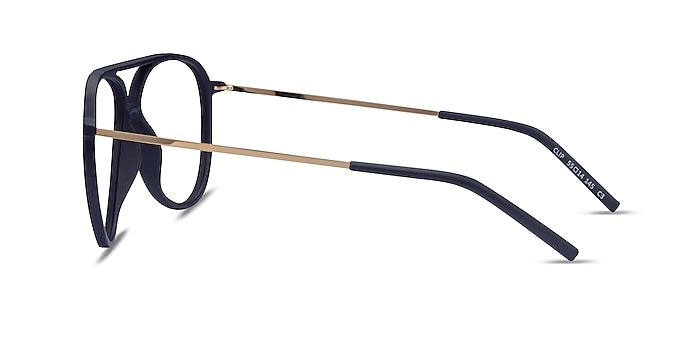 Clip Matte Navy & Gold Plastic-metal Montures de lunettes de vue d'EyeBuyDirect