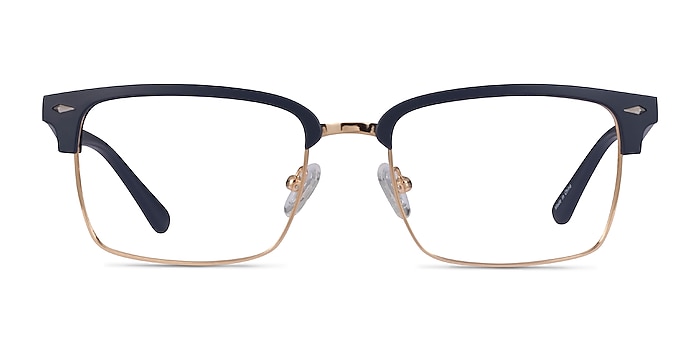 Renaissance Matte Blue & Gold Metal Eyeglass Frames from EyeBuyDirect