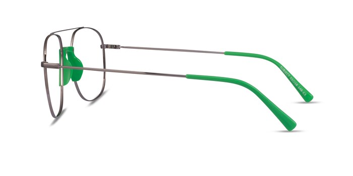 Subject Gunmetal & Green Acetate-metal Montures de lunettes de vue d'EyeBuyDirect