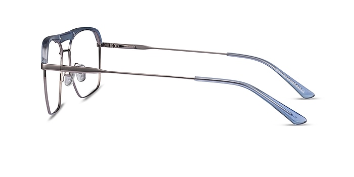 Dynamo Clear Blue & Gunmetal Acetate-metal Eyeglass Frames from EyeBuyDirect