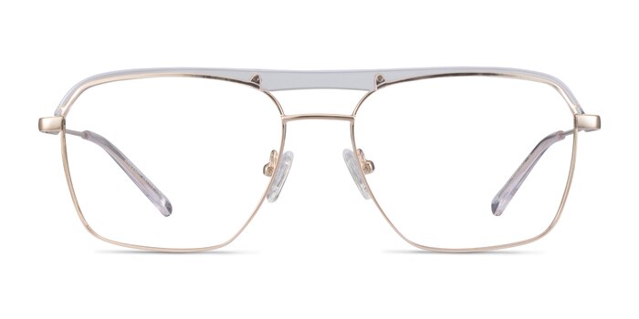 Dynamo Clear & Gold Acetate-metal Montures de lunettes de vue d'EyeBuyDirect