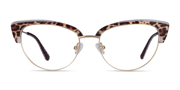 Essential Leopard & Gold Acetate-metal Montures de lunettes de vue d'EyeBuyDirect