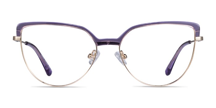 Dona Clear Purple & Gold Acetate-metal Eyeglass Frames from EyeBuyDirect