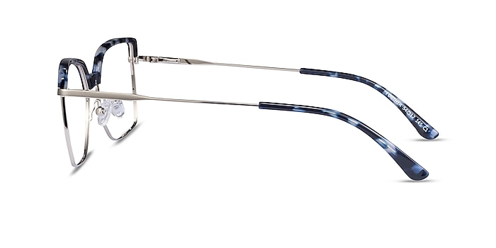 Further Blue Floral & Silver Acetate-metal Montures de lunettes de vue d'EyeBuyDirect