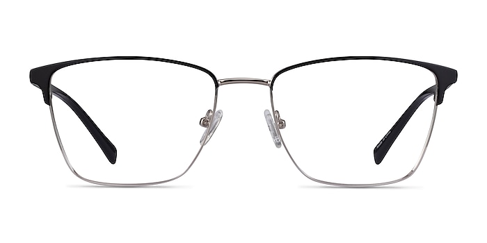 Moore Black Silver Acétate Montures de lunettes de vue d'EyeBuyDirect