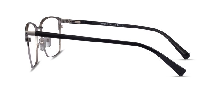 Moore Black Silver Acetate Eyeglass Frames from EyeBuyDirect