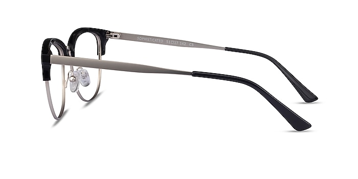 Sophisticated Black & Silver Acetate-metal Montures de lunettes de vue d'EyeBuyDirect