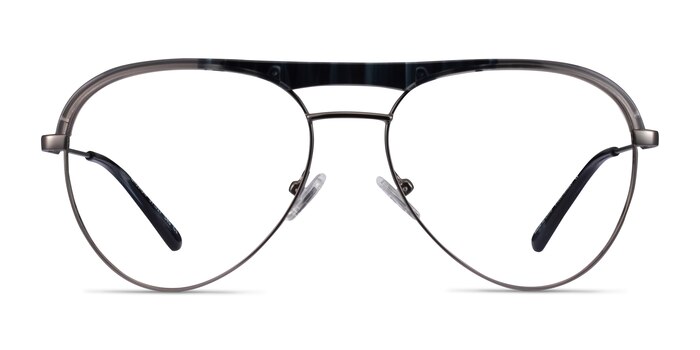 Mission Blue Striped & Gunmetal Acetate-metal Eyeglass Frames from EyeBuyDirect