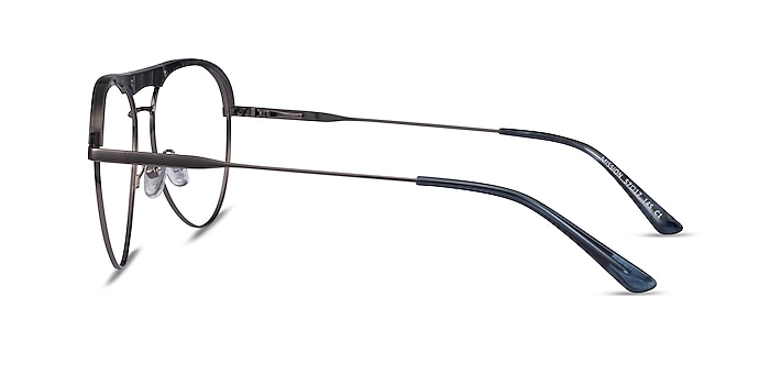 Mission Blue Striped & Gunmetal Acetate-metal Montures de lunettes de vue d'EyeBuyDirect