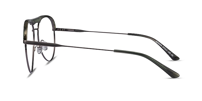 Mission Green Striped & Gunmetal Acetate-metal Eyeglass Frames from EyeBuyDirect