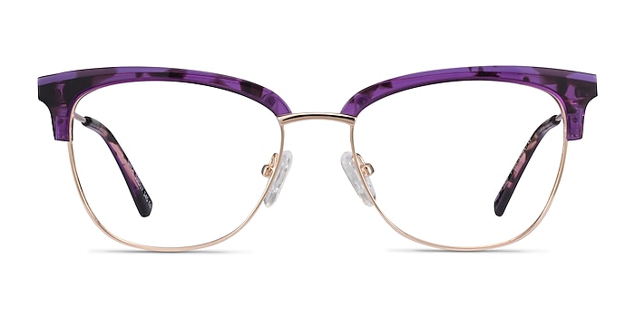 Gala Purple & Gold Acetate-metal Montures de lunettes de vue d'EyeBuyDirect