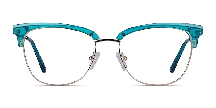 Gala Aqua & Gold Acetate-metal Eyeglass Frames from EyeBuyDirect