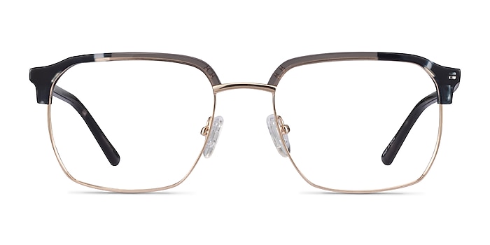 Break Gray Striped & Gold Acetate-metal Montures de lunettes de vue d'EyeBuyDirect