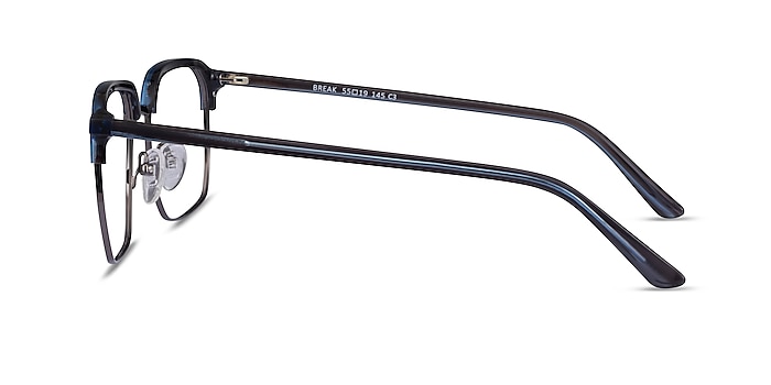 Break Blue Striped & Gunmetal Acetate-metal Montures de lunettes de vue d'EyeBuyDirect