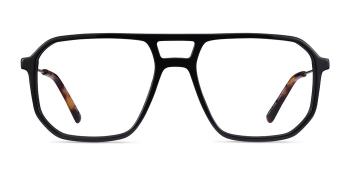 Iconic Black & Silver Acetate-metal Montures de lunettes de vue d'EyeBuyDirect