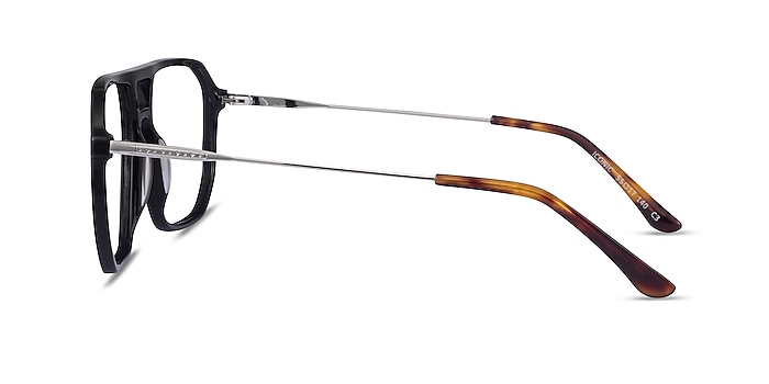 Iconic Black & Silver Acetate-metal Montures de lunettes de vue d'EyeBuyDirect
