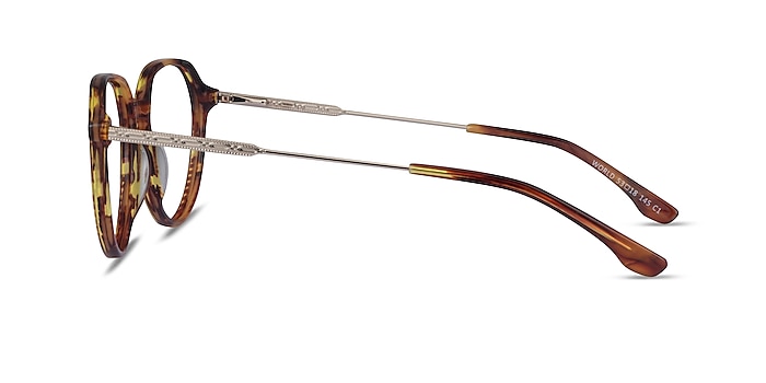 World Brown Striped Light Gold Acétate Montures de lunettes de vue d'EyeBuyDirect