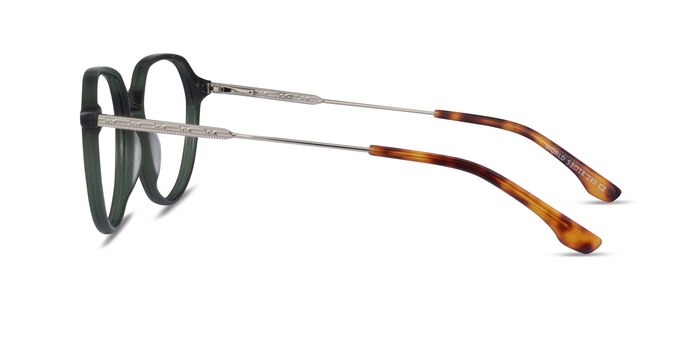 World Dark Green Silver Acétate Montures de lunettes de vue d'EyeBuyDirect