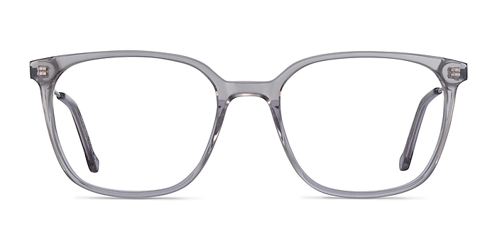 Confident Clear Gray Silver Acétate Montures de lunettes de vue d'EyeBuyDirect