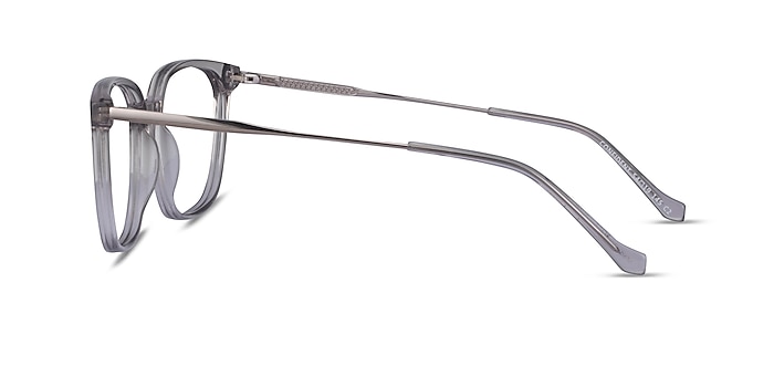 Confident Clear Gray Silver Acétate Montures de lunettes de vue d'EyeBuyDirect
