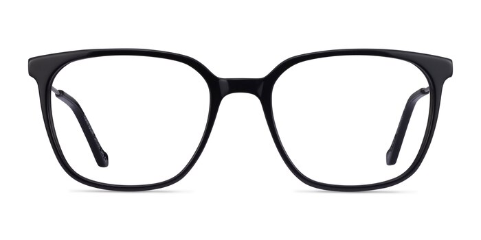Confident Black Silver Acetate Eyeglass Frames from EyeBuyDirect