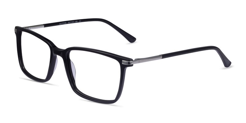 Button Rectangle Black Glasses for Men | Eyebuydirect