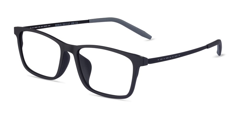 Rebus Rectangle Matte Black Glasses for Men | Eyebuydirect