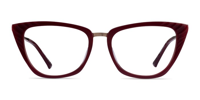 Trenta Burgundy Gold Acetate Eyeglass Frames from EyeBuyDirect