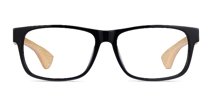 Taiga Black & Light Wood Acetate Eyeglass Frames from EyeBuyDirect
