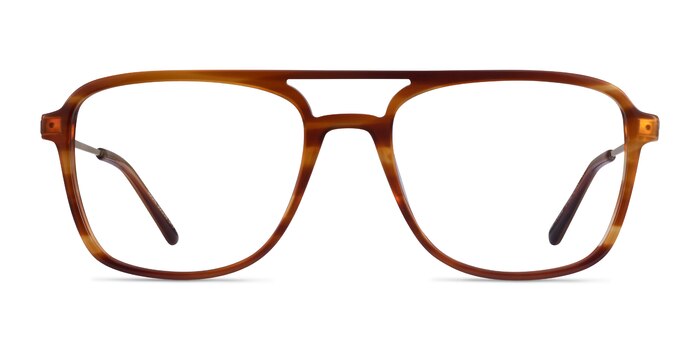 Eddie Striped Brown Acétate Montures de lunettes de vue d'EyeBuyDirect