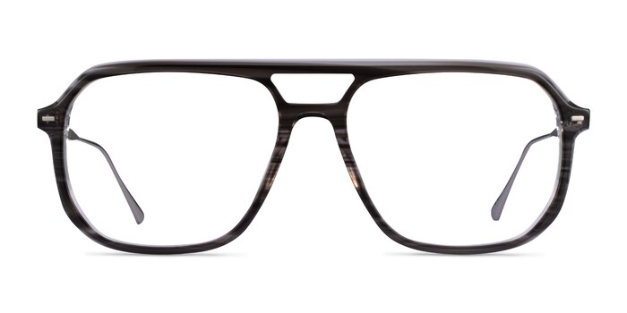 Intrepid Gray Striped Acetate Eyeglass Frames from EyeBuyDirect