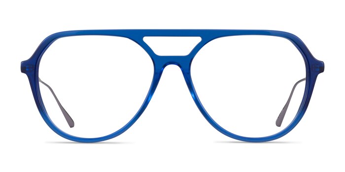 Cumulus Clear Blue Silver Acétate Montures de lunettes de vue d'EyeBuyDirect