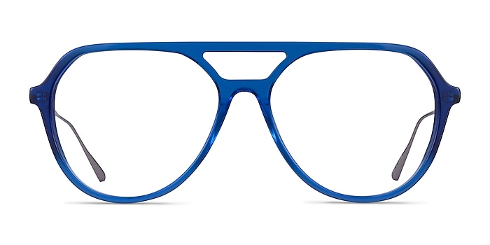 Cumulus Clear Blue Silver Acetate Eyeglass Frames from EyeBuyDirect
