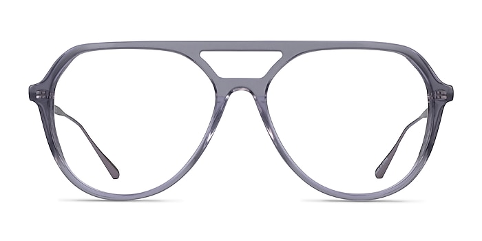 Cumulus Clear Gray Silver Acetate Eyeglass Frames from EyeBuyDirect