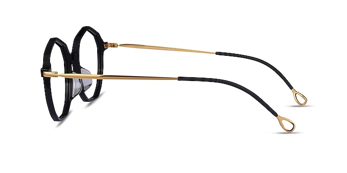 Carmelo Black Gold Acetate Eyeglass Frames from EyeBuyDirect