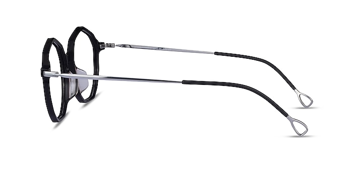 Carmelo Black Silver Acetate Eyeglass Frames from EyeBuyDirect