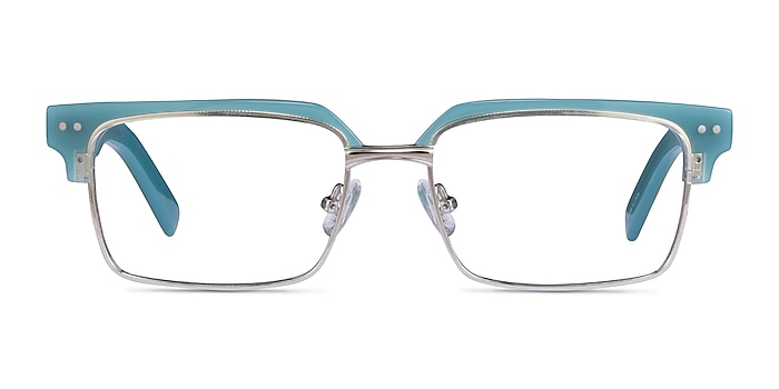 Byron Blue Silver Acétate Montures de lunettes de vue d'EyeBuyDirect