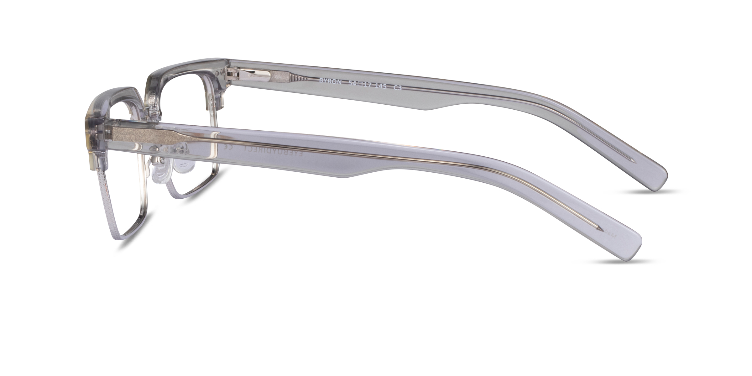 Byron Browline Clear Gray Silver Glasses for Men | Eyebuydirect