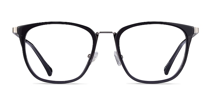 Utamaro Gray Silver Acetate Eyeglass Frames from EyeBuyDirect