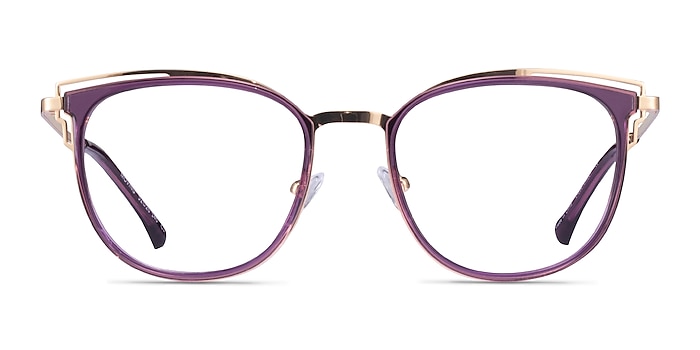 Moving Clear Purple Gold Acetate Eyeglass Frames from EyeBuyDirect