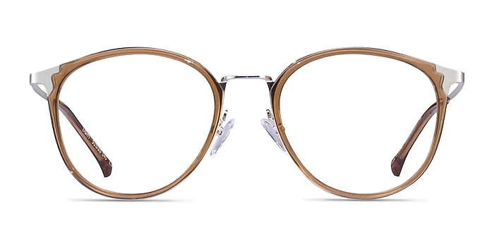 Light Clear Brown Silver Acetate Eyeglass Frames from EyeBuyDirect